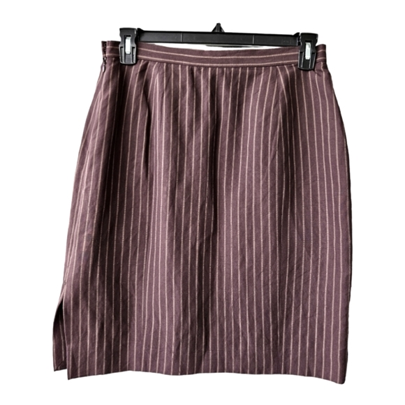Vintage Holt Renfrew brown pinstripe skirt and pant suit set linen blend size 12 - Picture 10 of 16